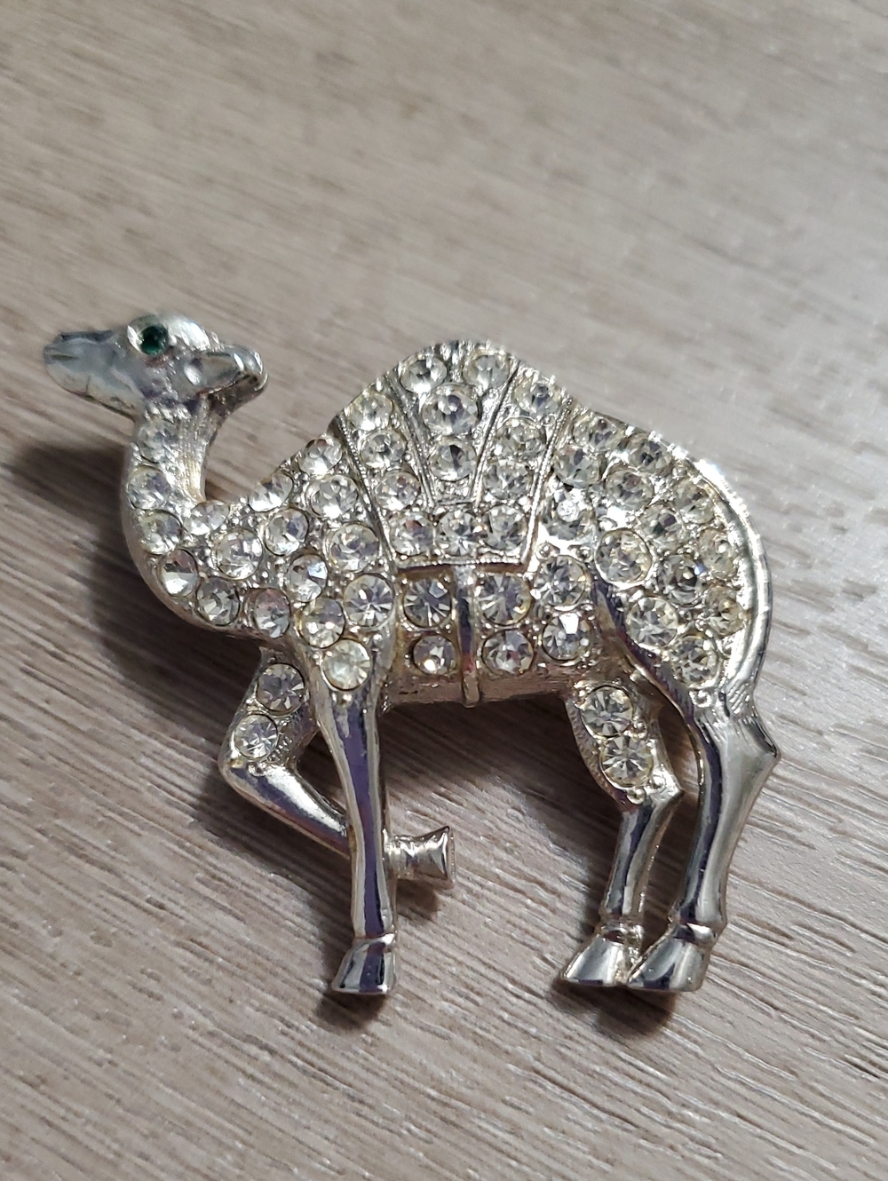 Ora Silver Camel Crystal Brooch - Sparkling Silver Tone